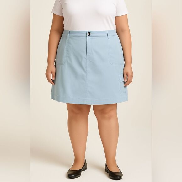Karen Scott Light Blue Skort with Built-In Shorts Size XL Side Cargo Pockets - Picture 1 of 9
